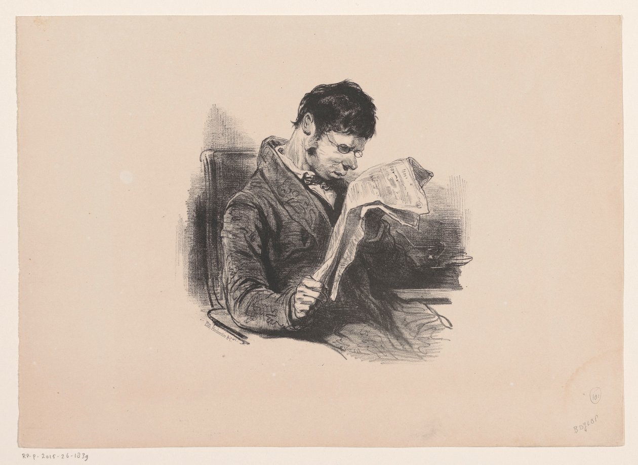 Man in a Dressing Gown, Reading the Newspaper by Paul Gavarni
