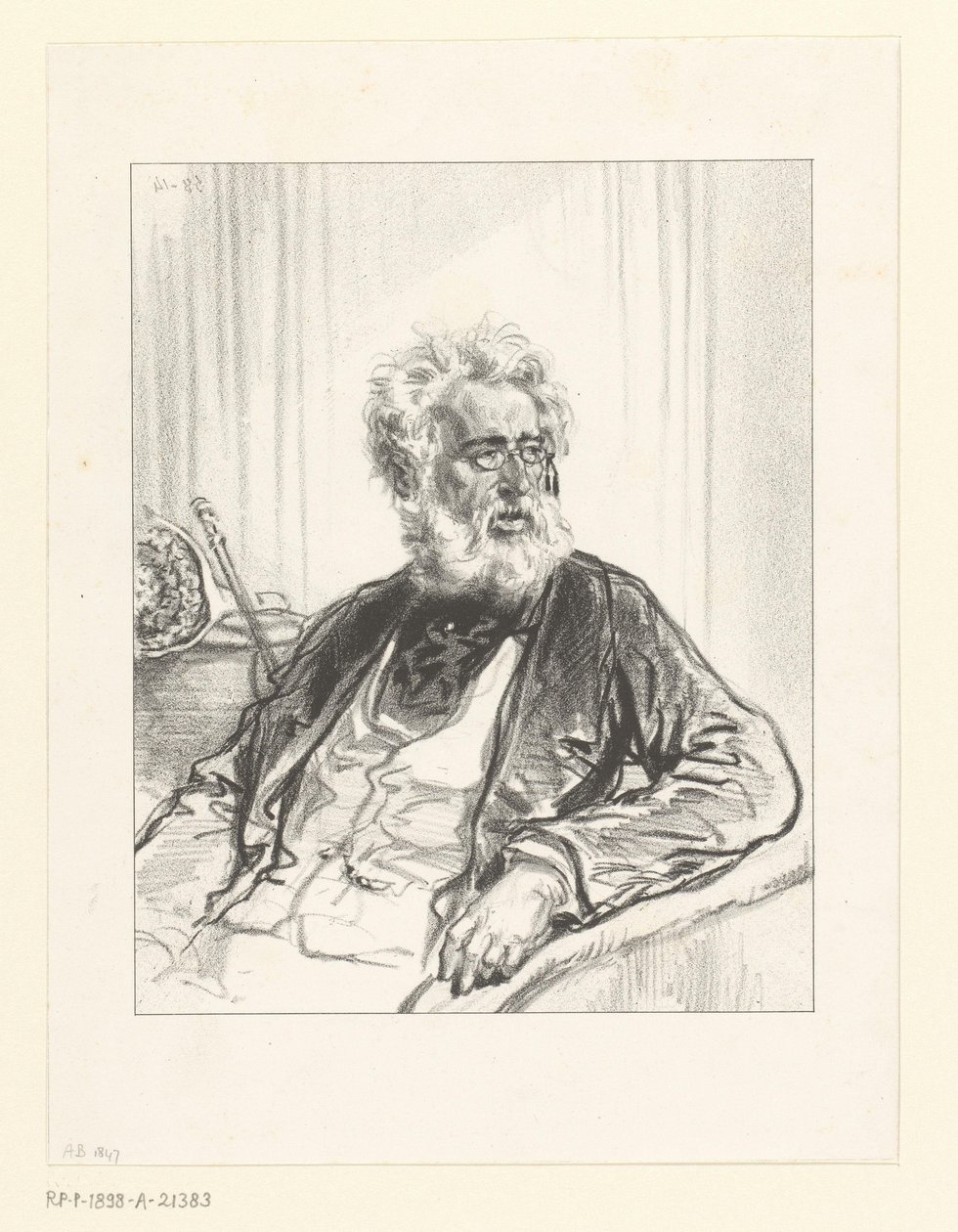 Old Man with White Beard and Glasses by Paul Gavarni