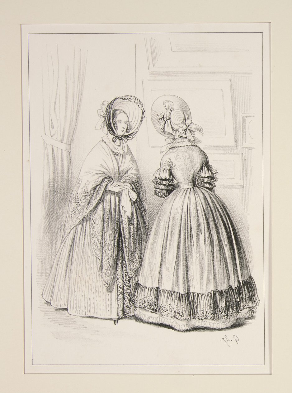 Moire Dress Trimmed with a Lace Flounce, ... by Paul Gavarni