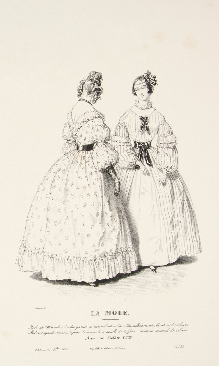 Muslin Dress with Brocade Trimmed with a Flounce by Paul Gavarni