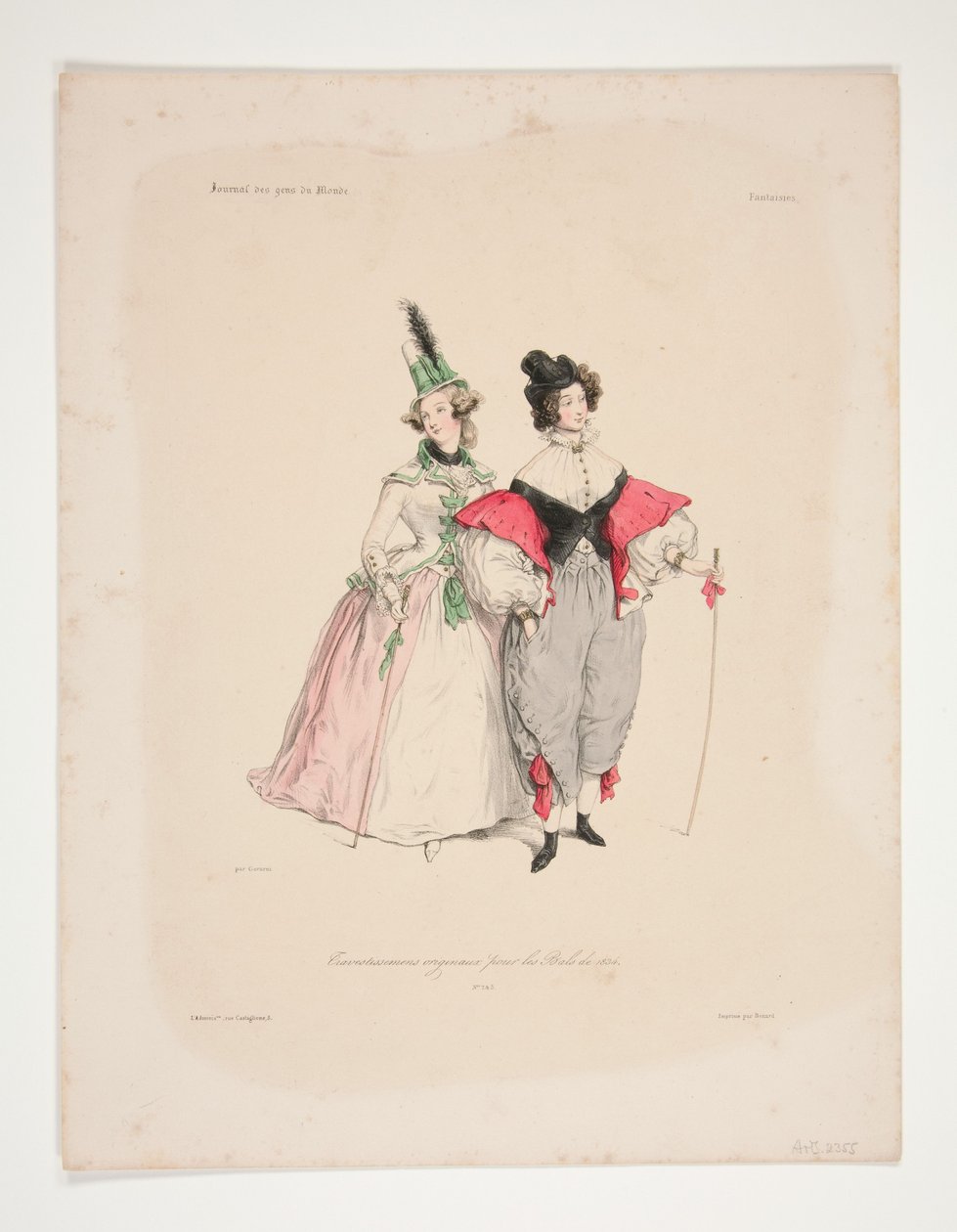 Original Costumes for the Balls of 1834. Nos. 2 and 3. by Paul Gavarni