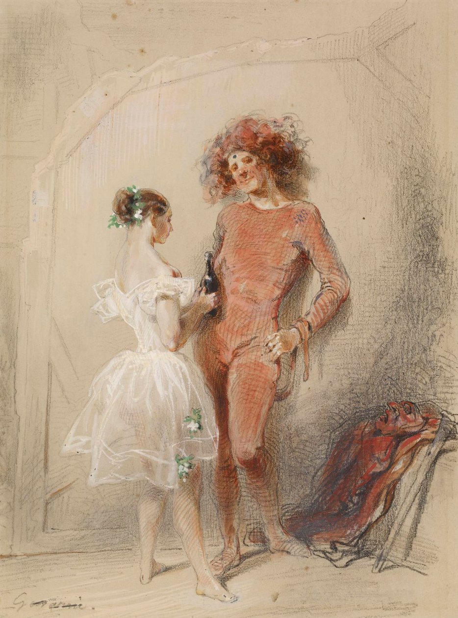 Two Dancers Backstage by Paul Gavarni