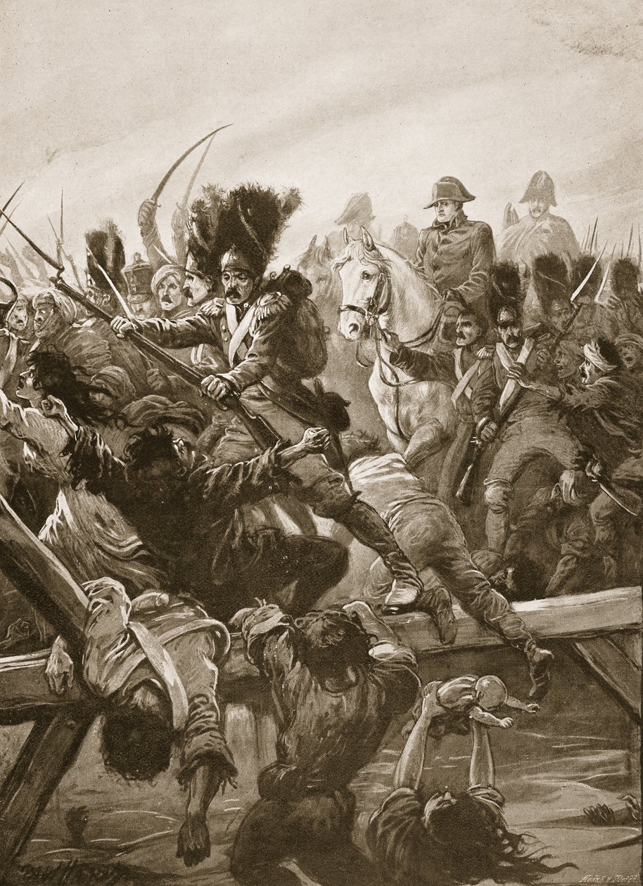 When the remnant of the Guard was seen clearing a way for the Emperor, there was a rush, illustration from 