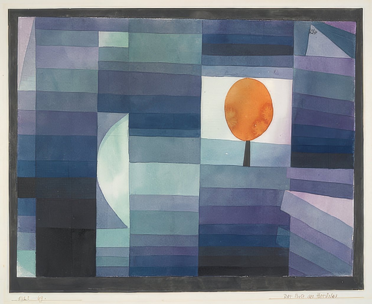 The Messenger of Autumn (green/violet gradation with orange accent). 1922 by Paul Klee