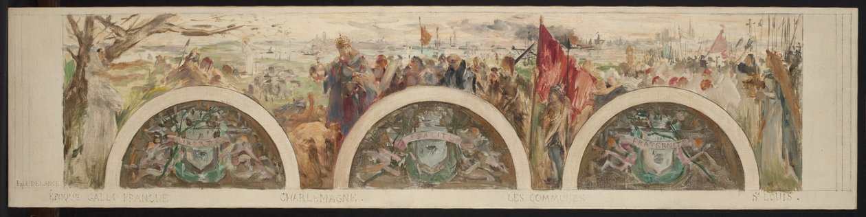 Sketch for the entrance hall of the Hôtel de Ville: Paris and the High Epochs; The Gallo-Franco period by Paul Louis Delance
