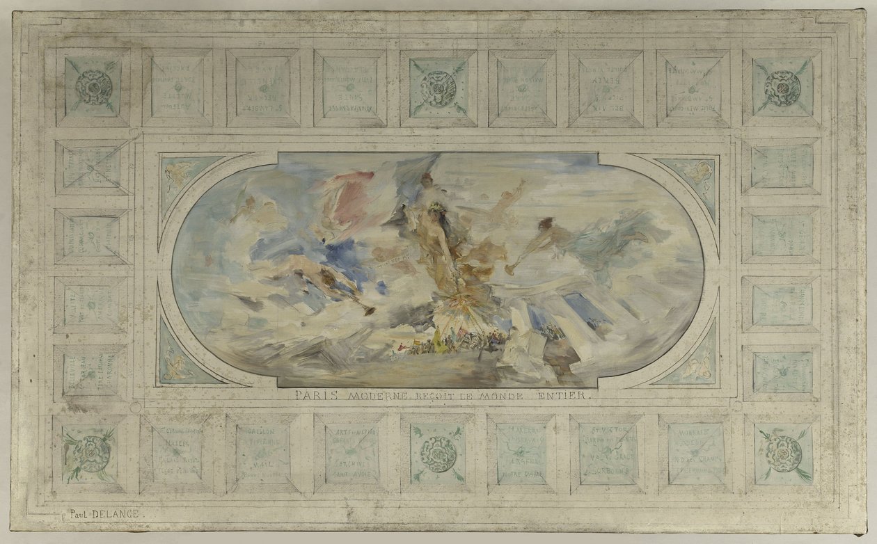 Sketch for the Entrance Hall of the Hôtel de Ville: Modern Paris Welcomes the Entire World by Paul Louis Delance