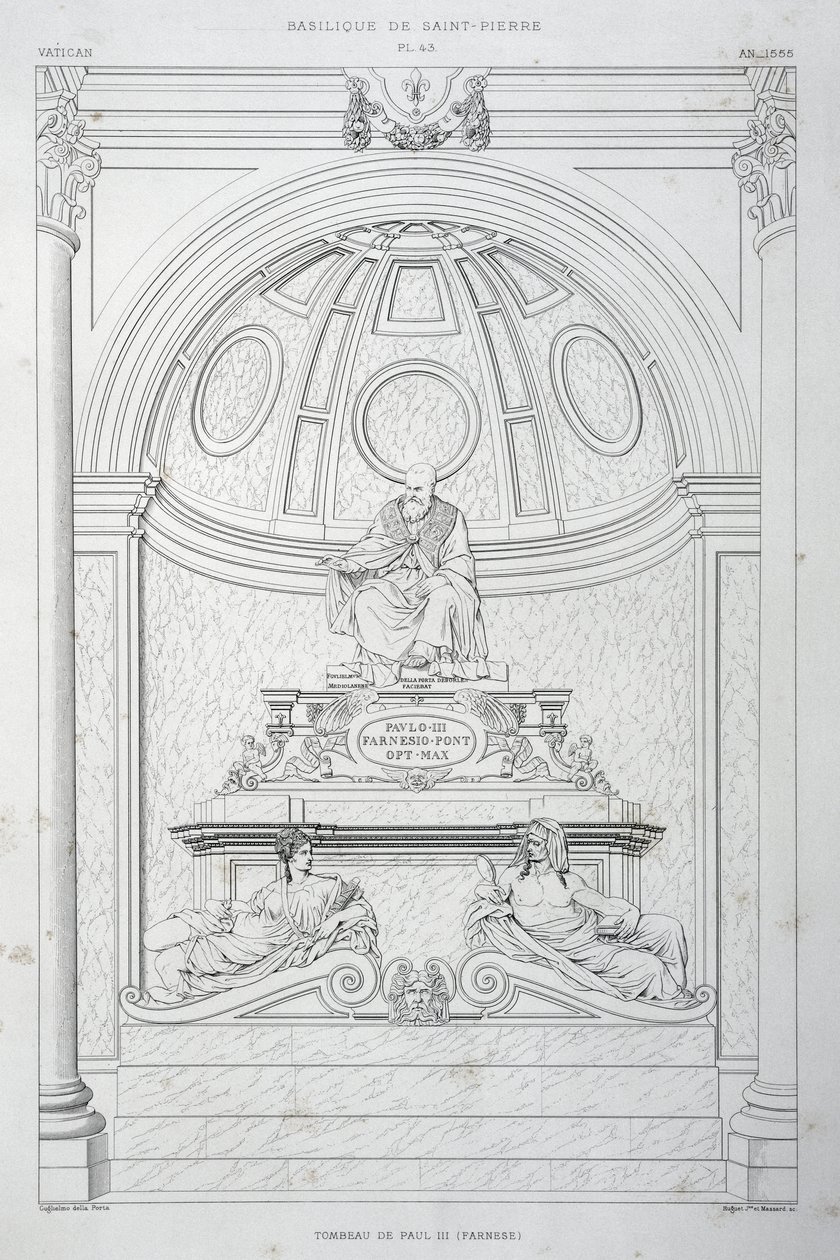 Funeral monument of Pope Paul III, engraving from The Vatican and St Peter