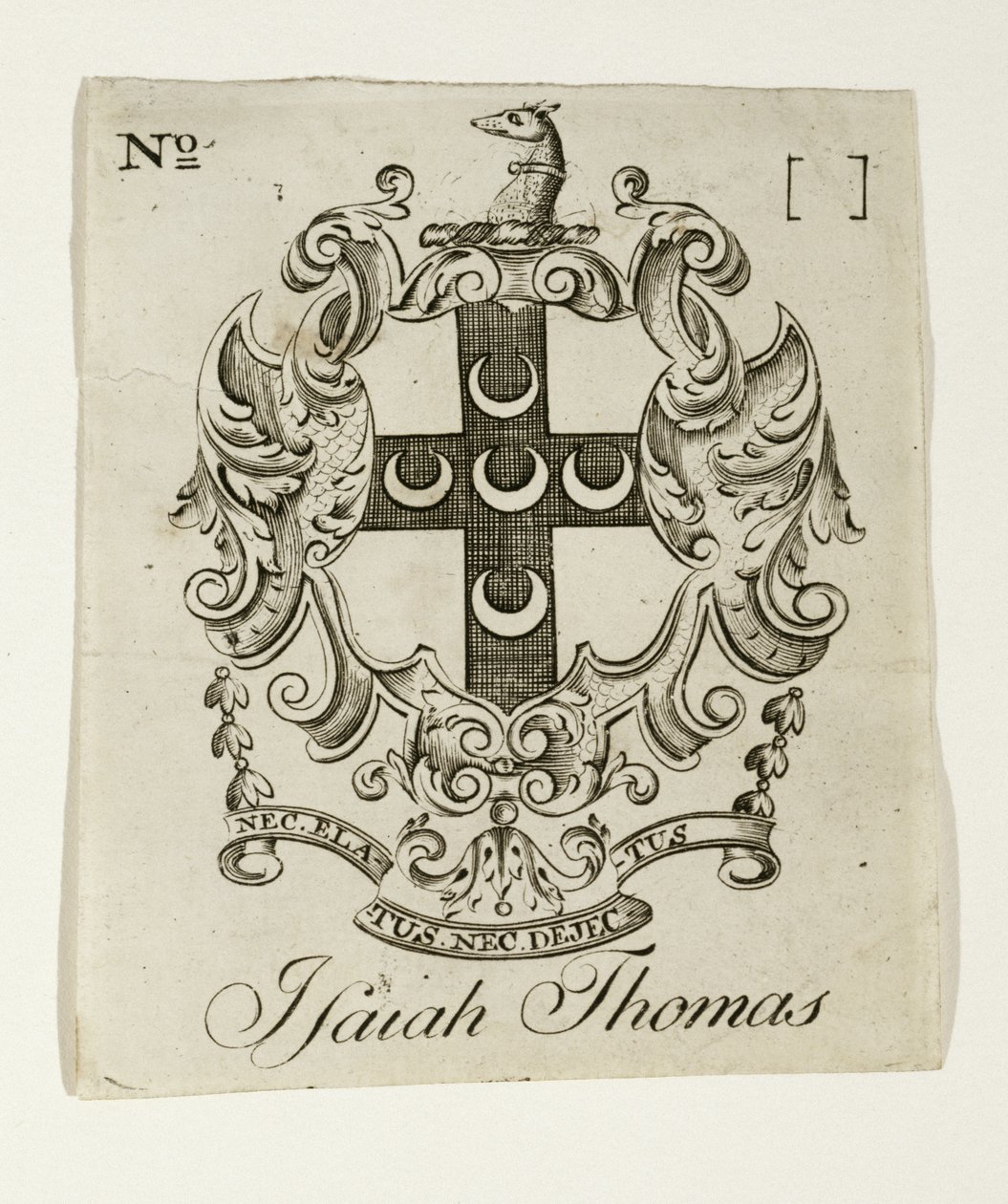 Bookplate for Isaiah Thomas (1749-1831) by Paul Revere