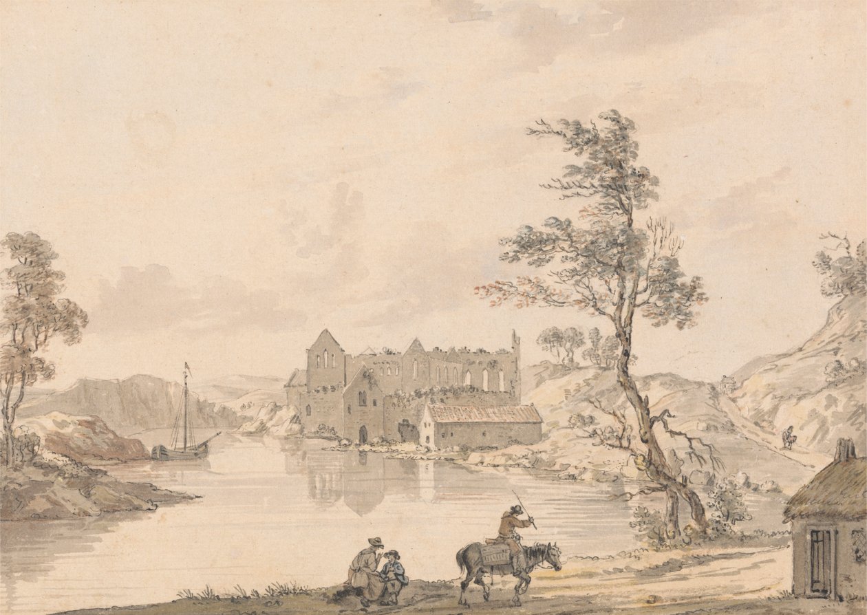 Askeaton Abbey near Limerick, Ireland on the River Deel by Paul Sandby