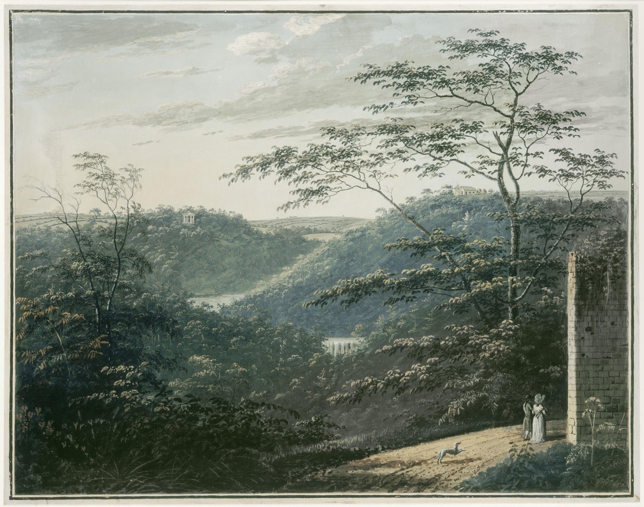 Landscape with Waterfall and Temple by Paul Sandby