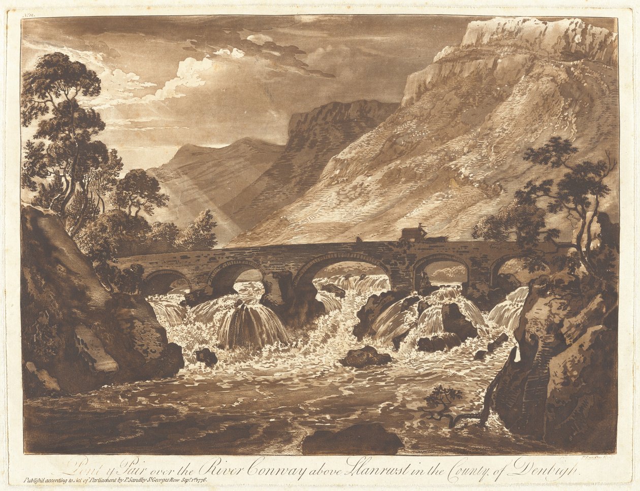 Pont-y-Pair over the River Conway above Llanrwst in the County of Denbigh by Paul Sandby