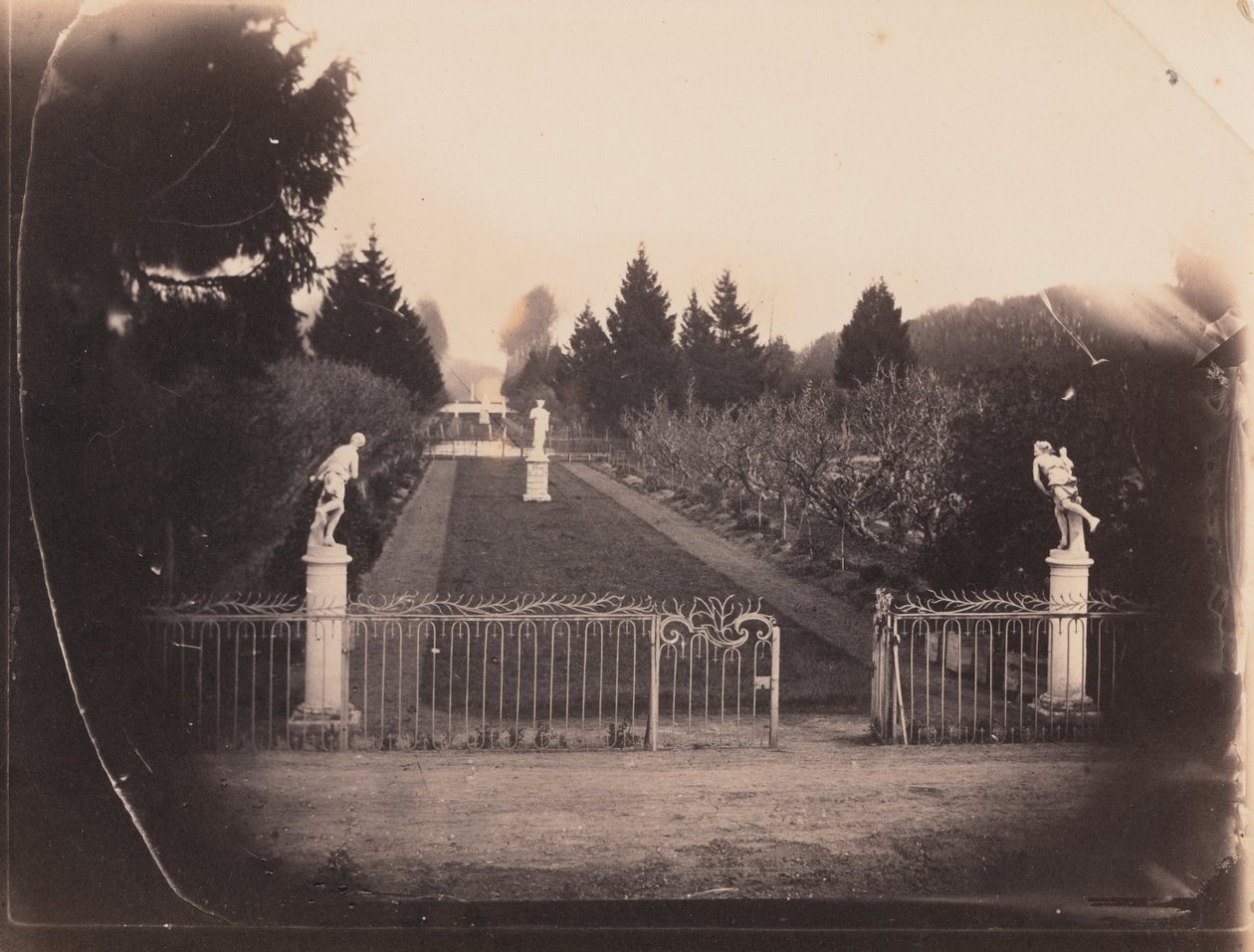 Garden Scene with Statuary, c. 1853 by Paul Thivier