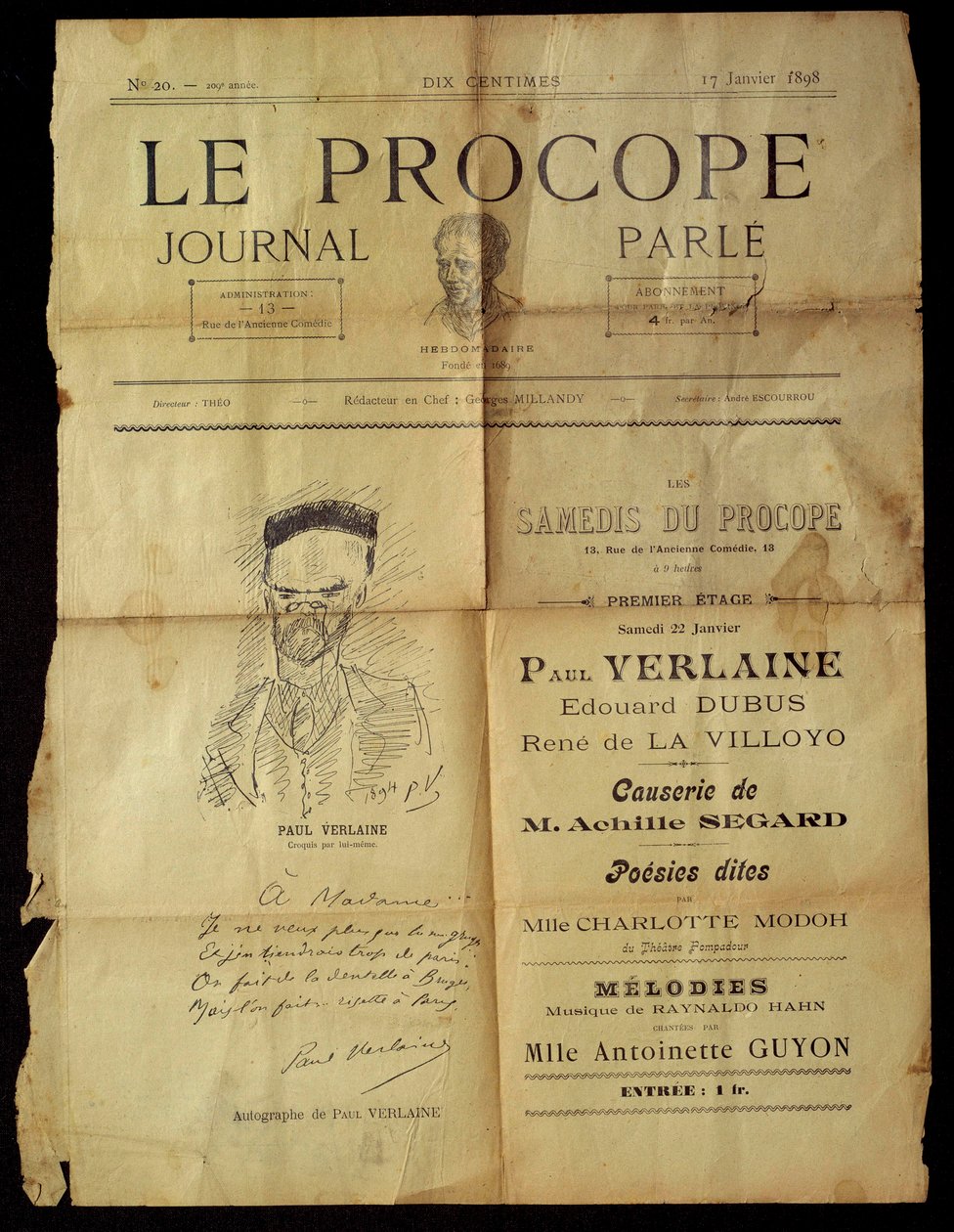 Journal du Procope, Parisian cafe by Paul Verlaine