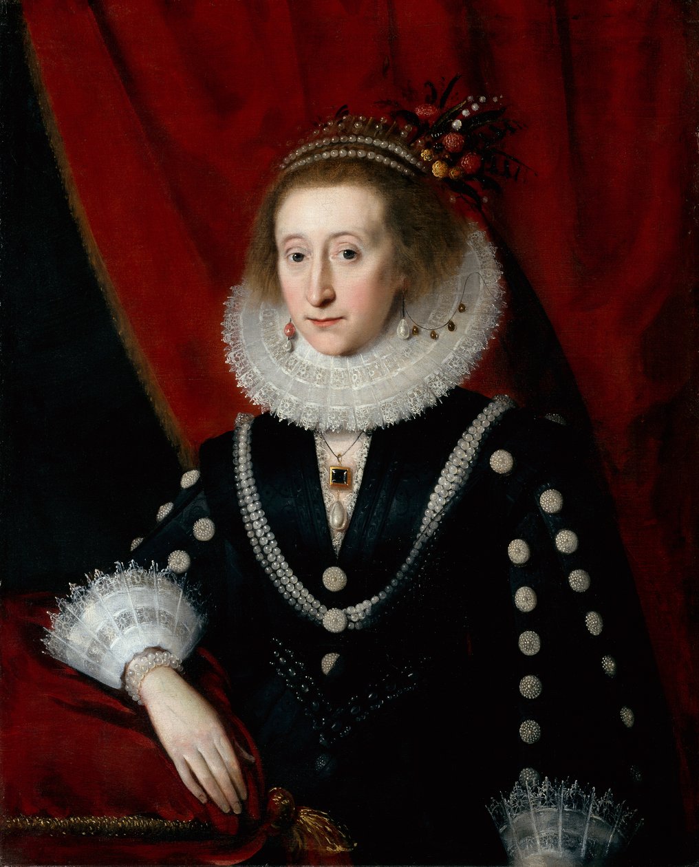 Portrait of a Lady thought to be Lucy Harington by Paul van (circle of) Somer