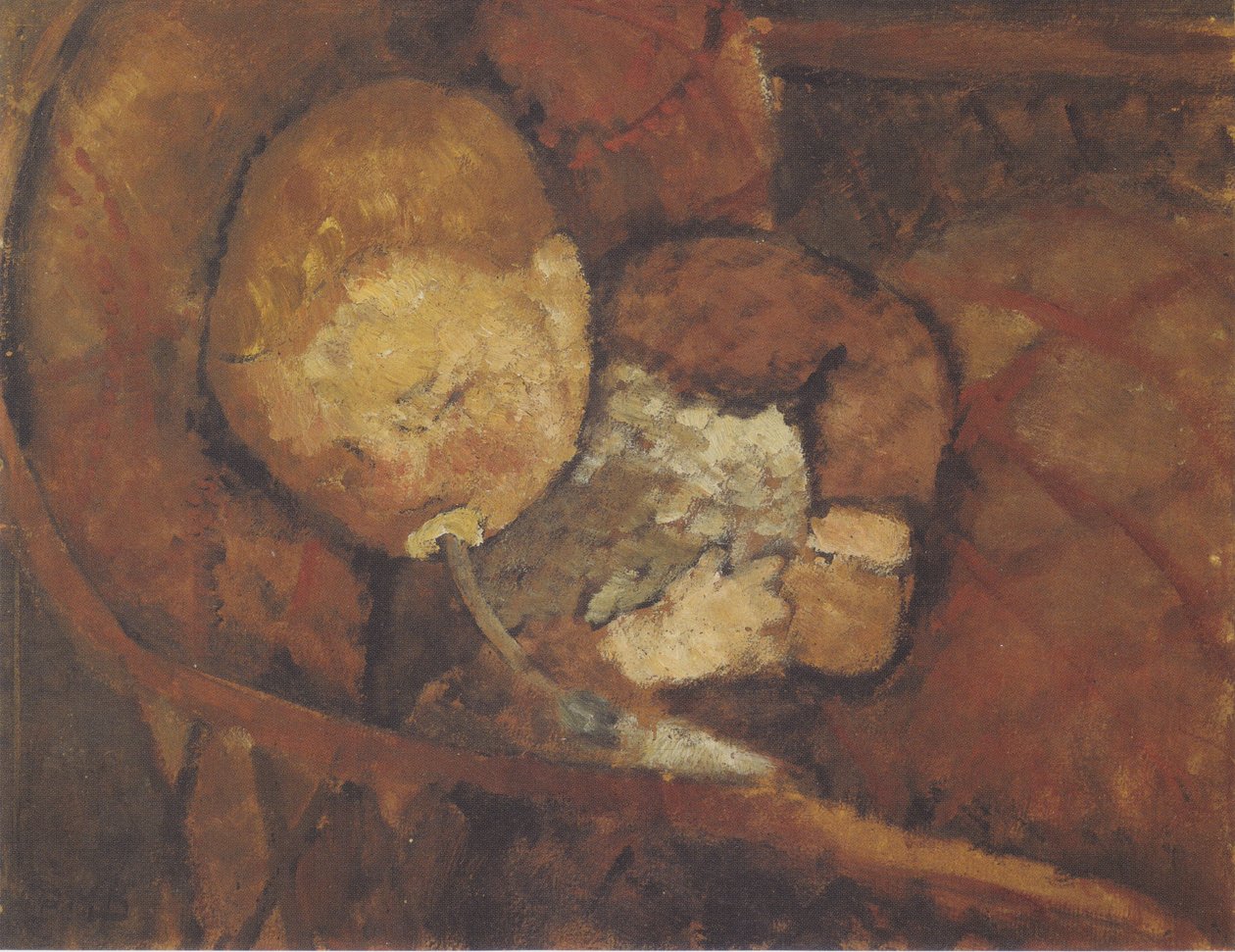 Child with Feeding Bottle in Cradle by Paula Modersohn-Becker
