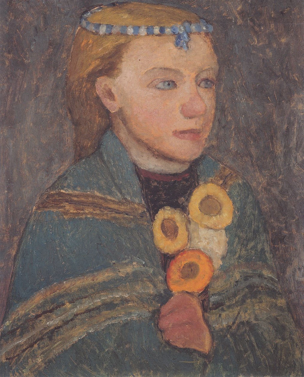 Girl with Blue and White Necklace in Hair by Paula Modersohn-Becker
