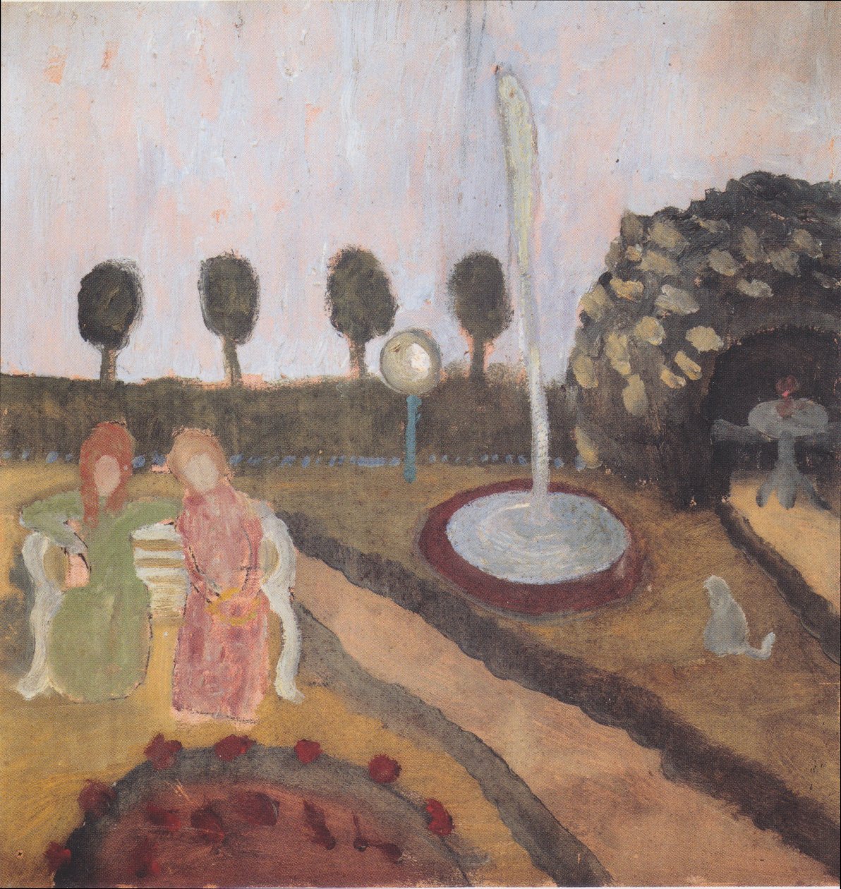 Two Women in the Garden with Fountain by Paula Modersohn-Becker