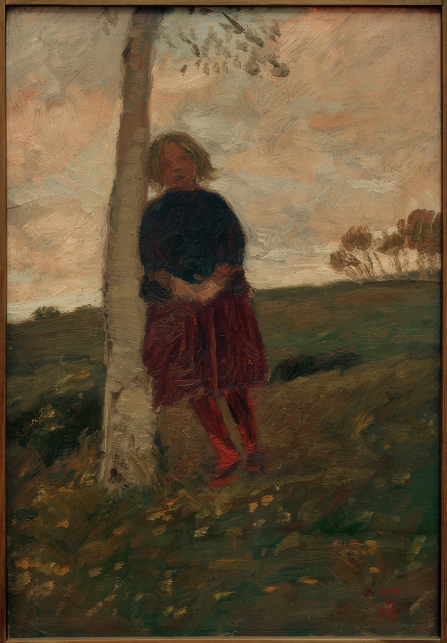 Girl by the Birch Trunk (also: Girl by the Tree) by Paula Modersohn Becker