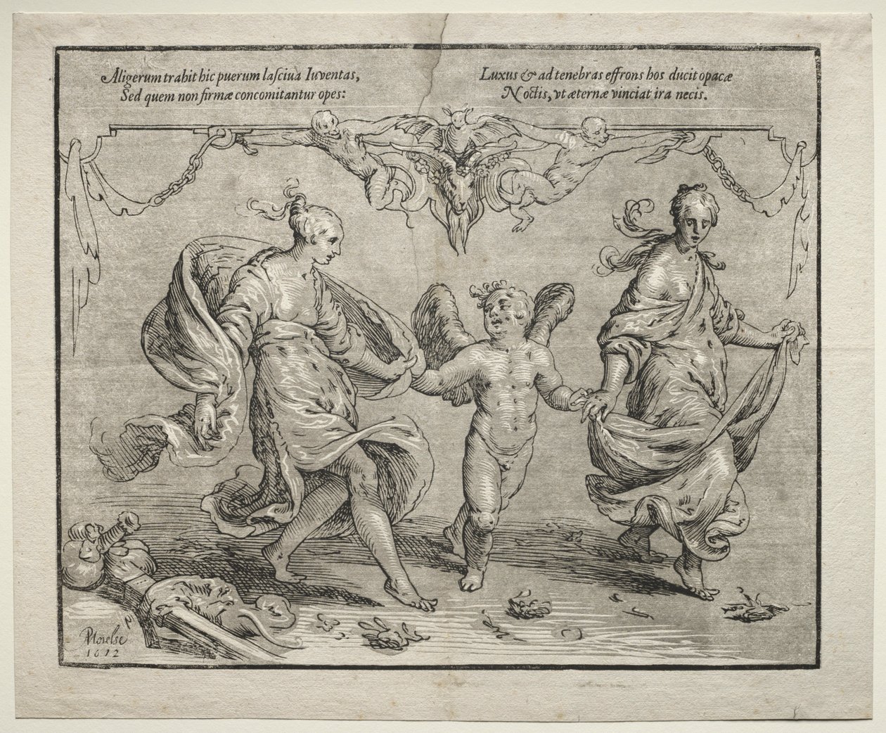 Cupid Dancing with Two Allegorical Women, 1612 by Paulus Moreelse