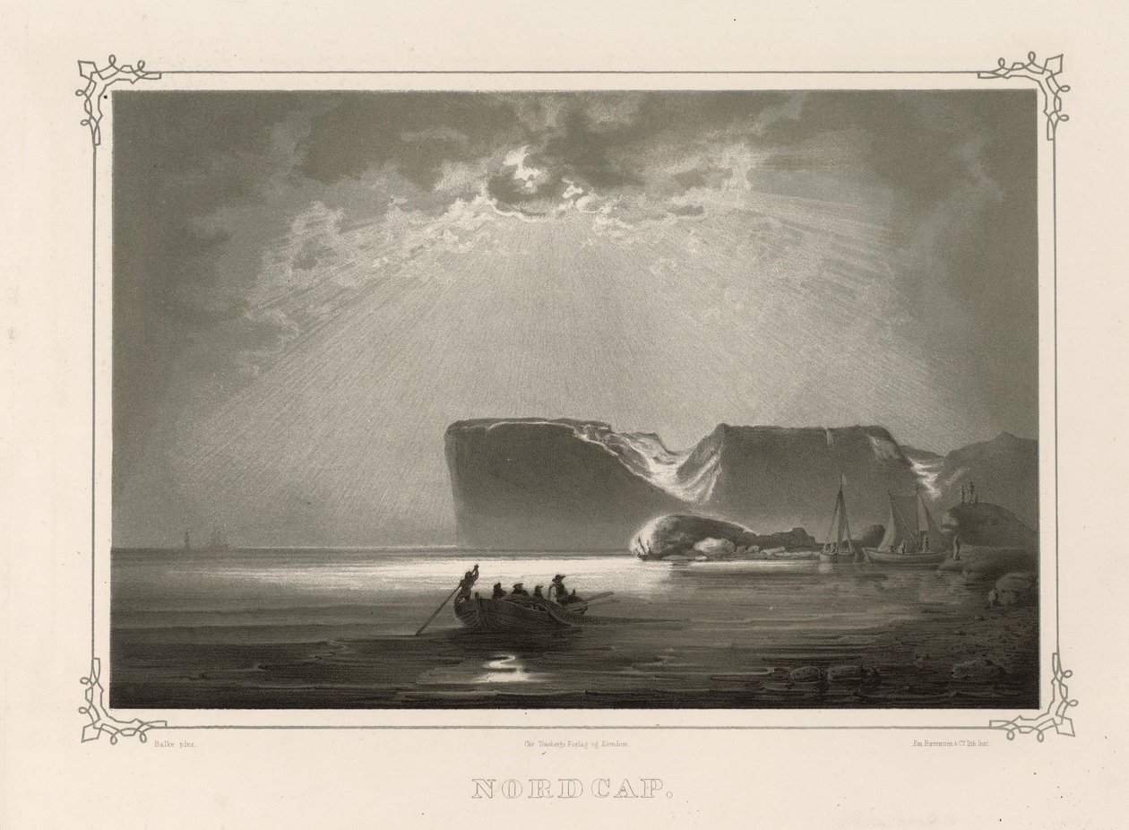 North Cape. Illustration from the book Norway Represented in Drawings by Asbjørnsen, P.Chr. and published by Chr. Tønsberg (1848) by Peder Balke