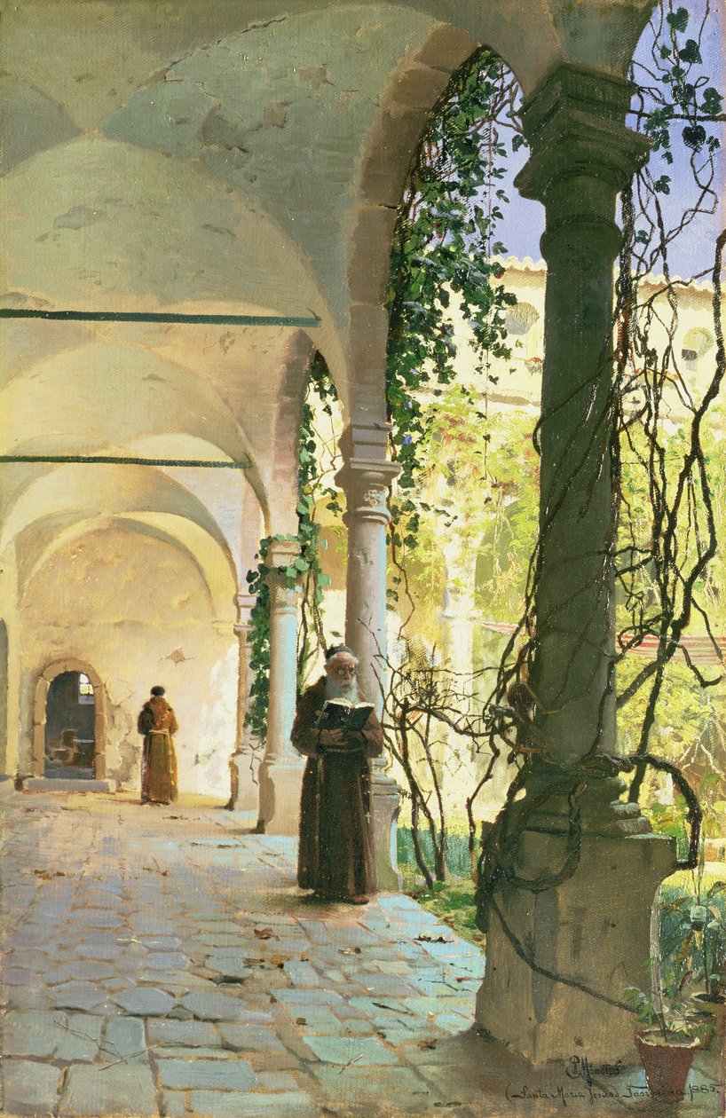 In the Cloisters of Santa Maria Jesus Monastery, in Taormina by Peder Monsted