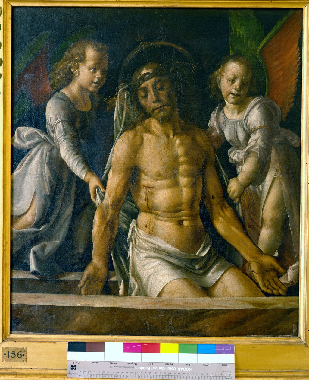 Christ in the Tomb Between Two Angels by Pedro Berruguete