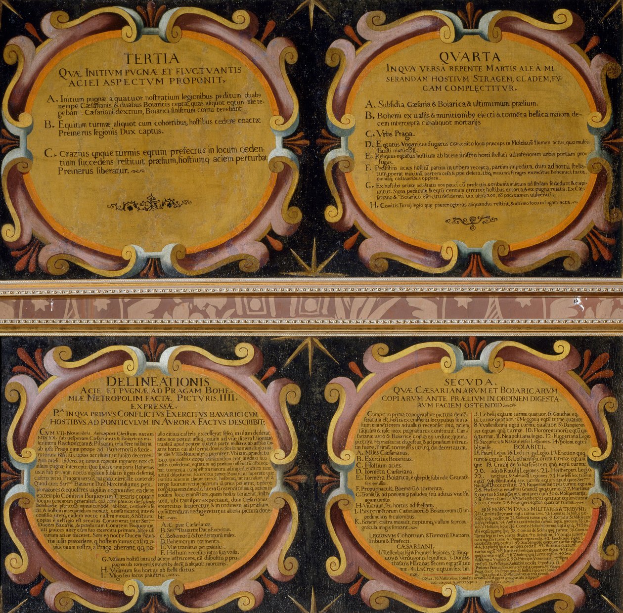 Captions from Four Paintings of Battle of White Mountain Fought, 7-8 November 1620 by Peeter Snayers