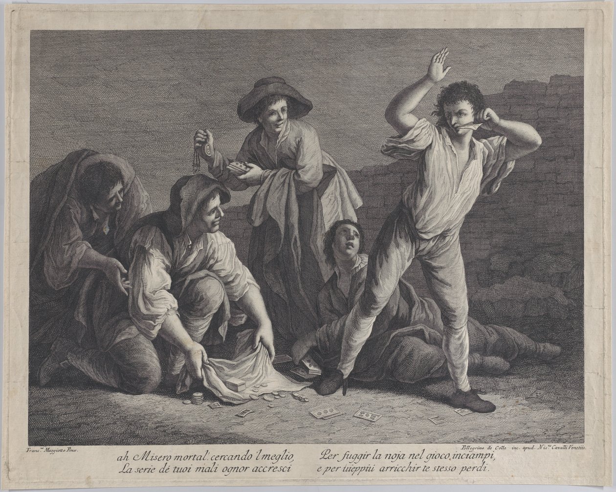 A group of people gambling, 1770-1800 by Pellegrino dal Colle