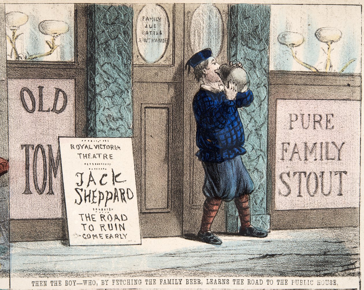 The Boy Who, by Fetching the Family Beer, Learns the Road to the Public House, pub.c. 1872 by Percy Cruikshank