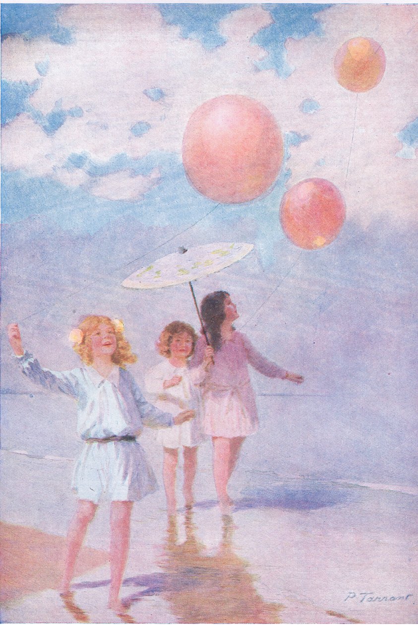 Paddling in the sunshine, illustration from My Magazine by Percy Tarrant