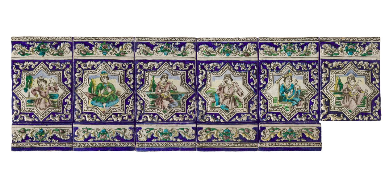 A 19th Century Frieze of Ceramic Qadjar Tiles by Persian School