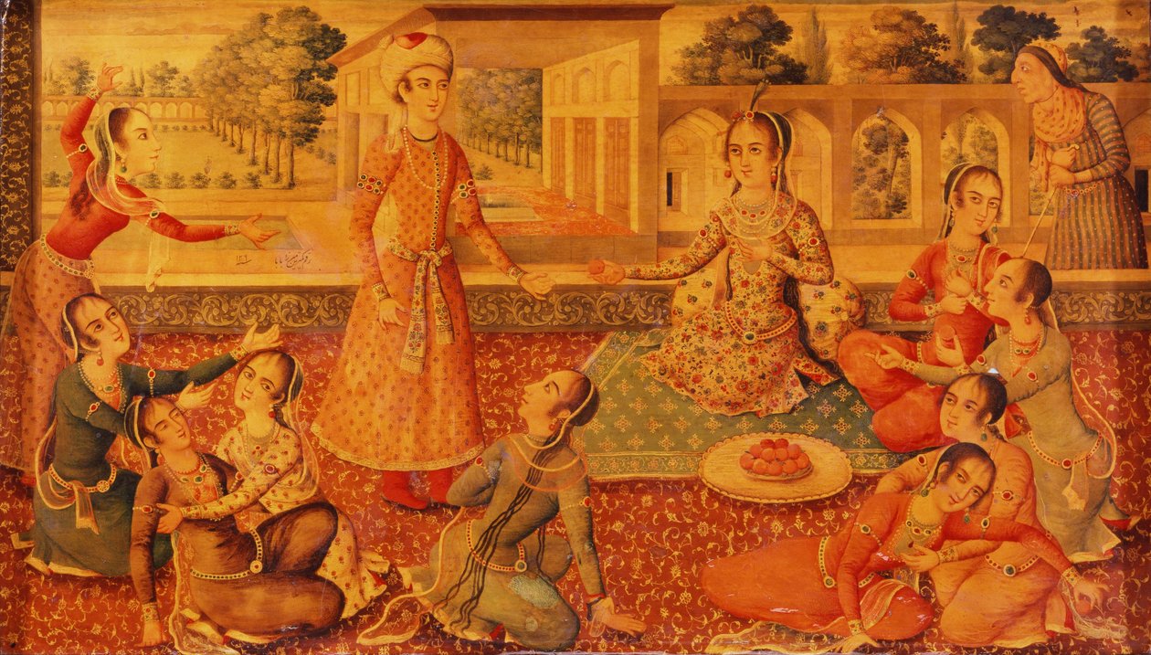 A late Zand lacquered papier mache casket by Persian School