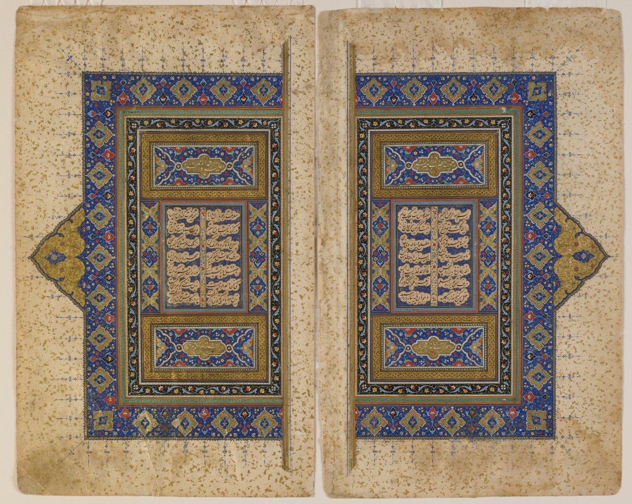 Double-page frontispiece from a Khamsa (Quintet) by Amir Khusraw Dihlavi, Tabriz, Iran, Safavid period, 1530-40 by Persian School