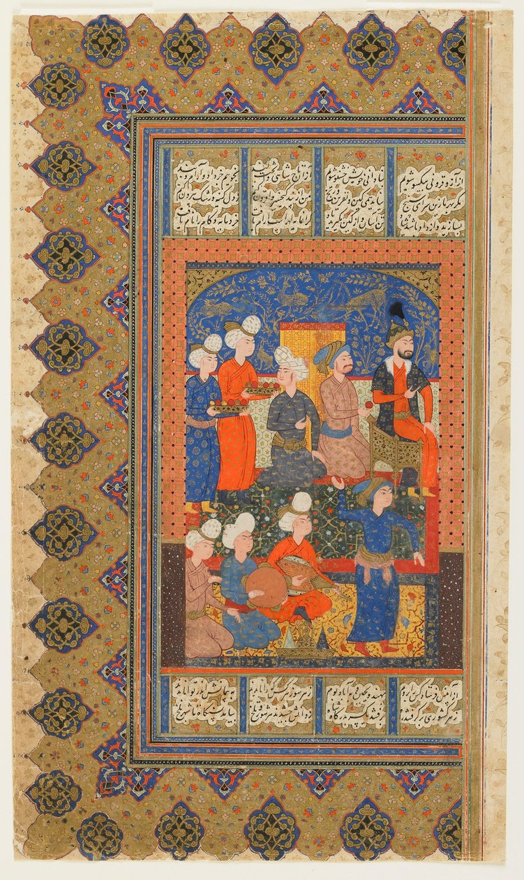 Folio from a Shahnama (Book of Kings) by Firdawsi; Luhrasp Enthroned, Iran, c.1590-1600 by Persian School