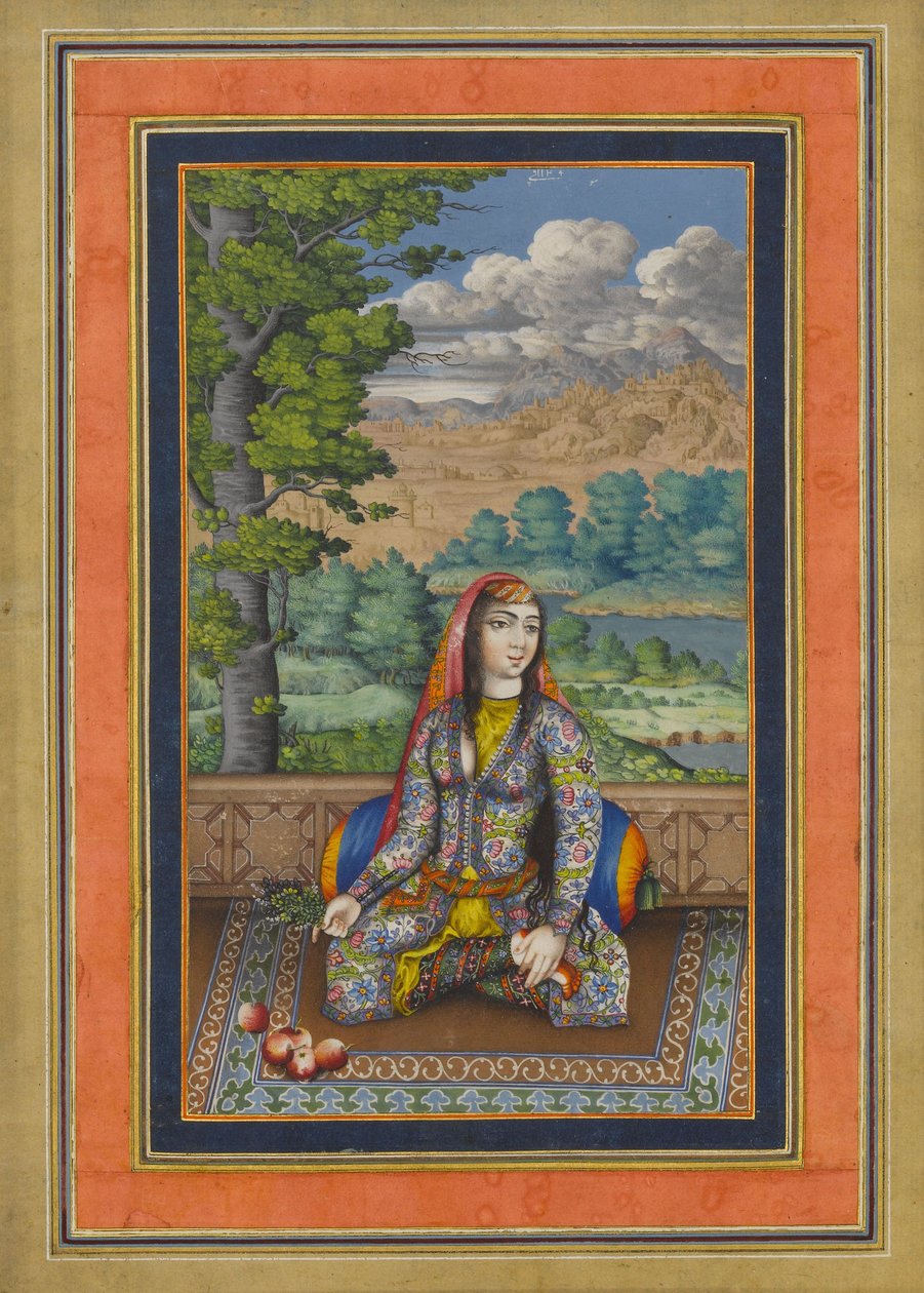 Portrait of a Persian Lady, Folio from the Davis Album, c.1736-37 by Persian School