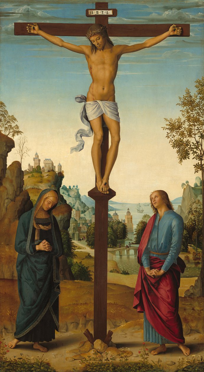 The Crucifixion with the Virgin, Saint John, Saint Jerome, and Saint Mary Magdalene, c. 1482-1485 by Perugino