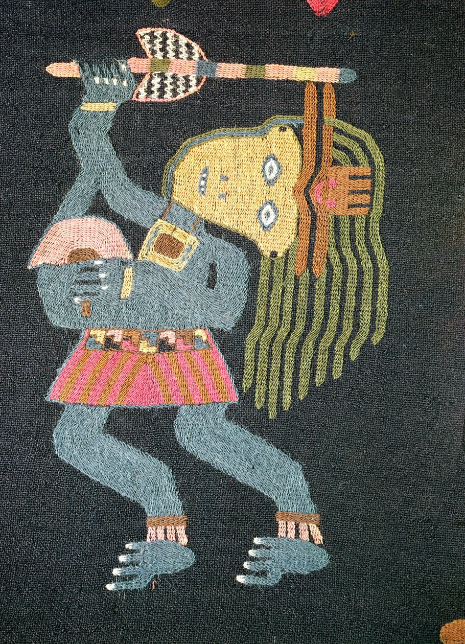 Woven Wool Dancer with Baton, Paracas Tribe by Peruvian School