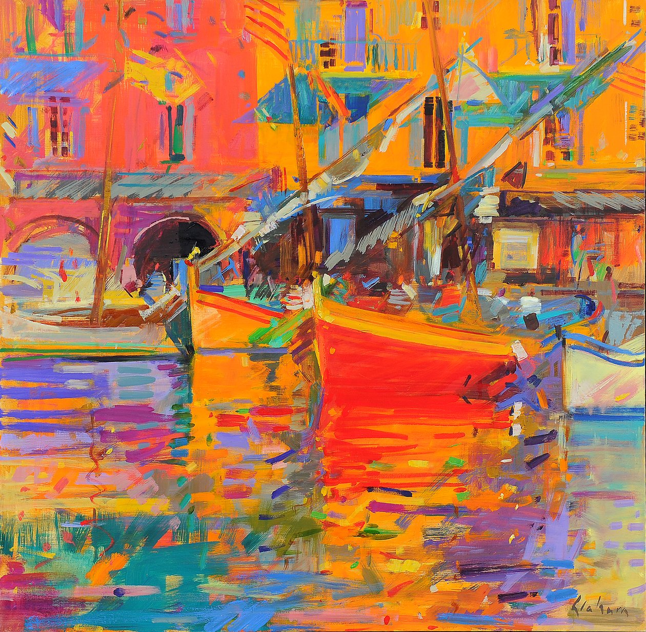 Harbour Reflections, Cote du Midi, 2021 by Peter Graham
