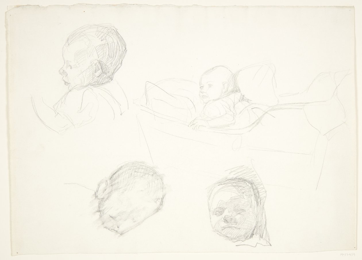 Four Studies of a Child, One in a Cradle by Peter Hansen