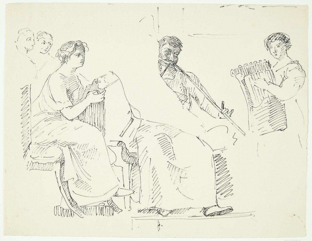 Copy after an Ancient Fresco in the Museum in Naples. Music Scene by Peter Hansen