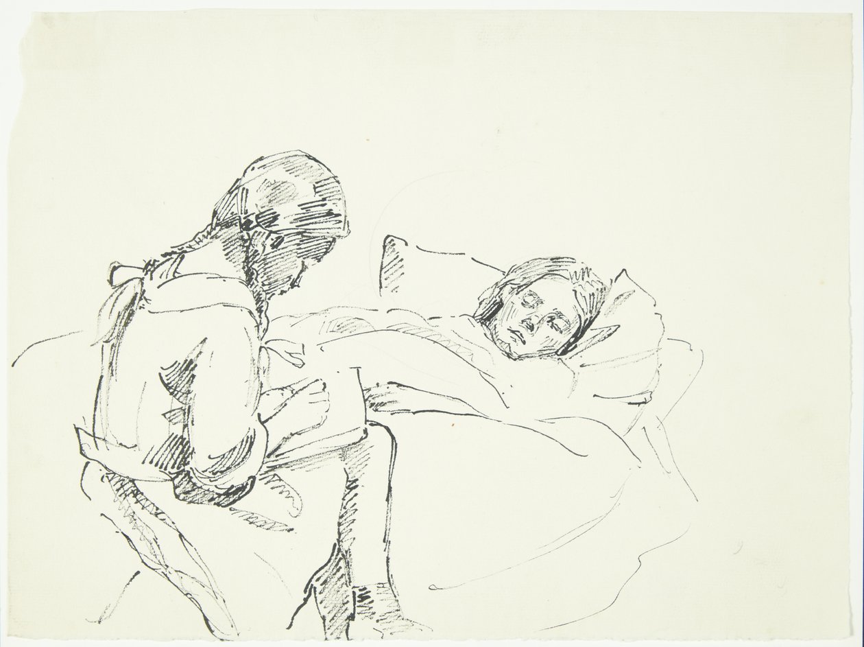 Little Girl Reading Aloud to a Sick Person (the Artist