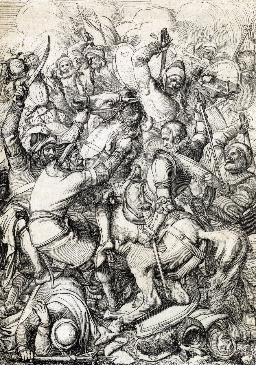 King Sebastian I of Portugal captured in the Battle of Alcacer-Quibir on 4/08/1578 in Morocco by Peter Johann Nepomuck Geiger