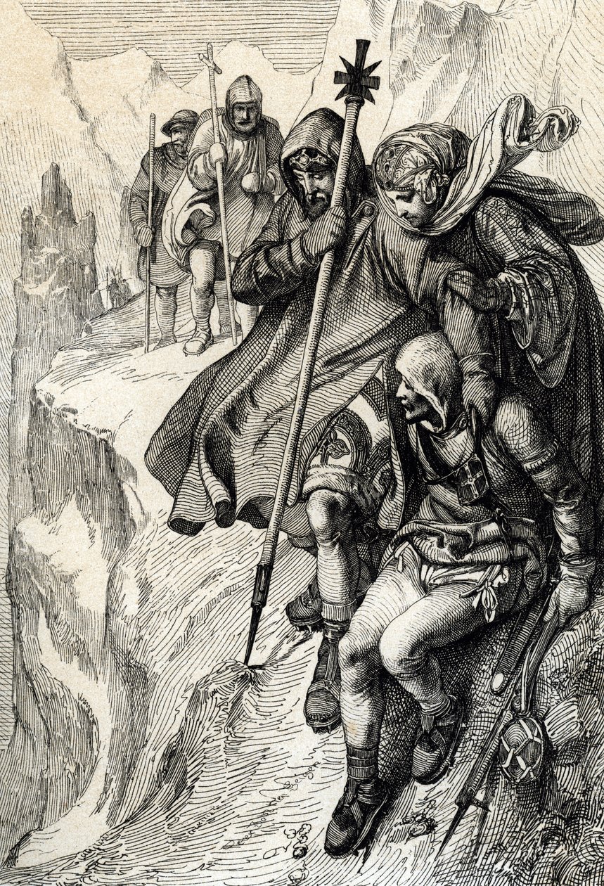 The King of the Romans Henry IV Passing the Pass of Mount Cenis to Cross the Alps and Go to the Countess Mathilde of Tuscany to Canossa Where Pope Gregory VII, January 1077 by Peter Johann Nepomuck Geiger