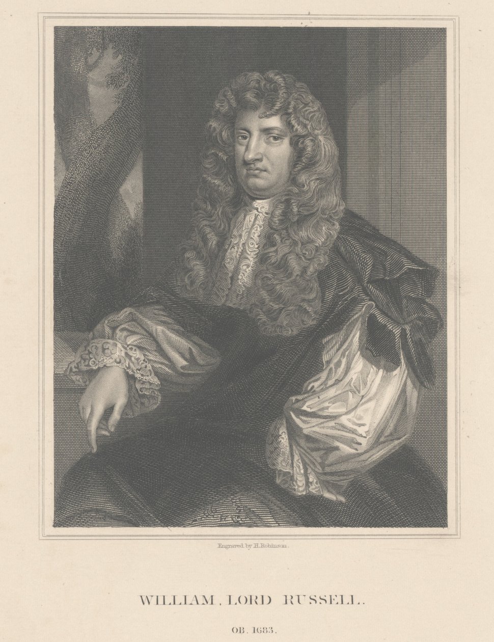 Portrait of Lord William Russell (engraved by H. Robinson) by Peter Lely