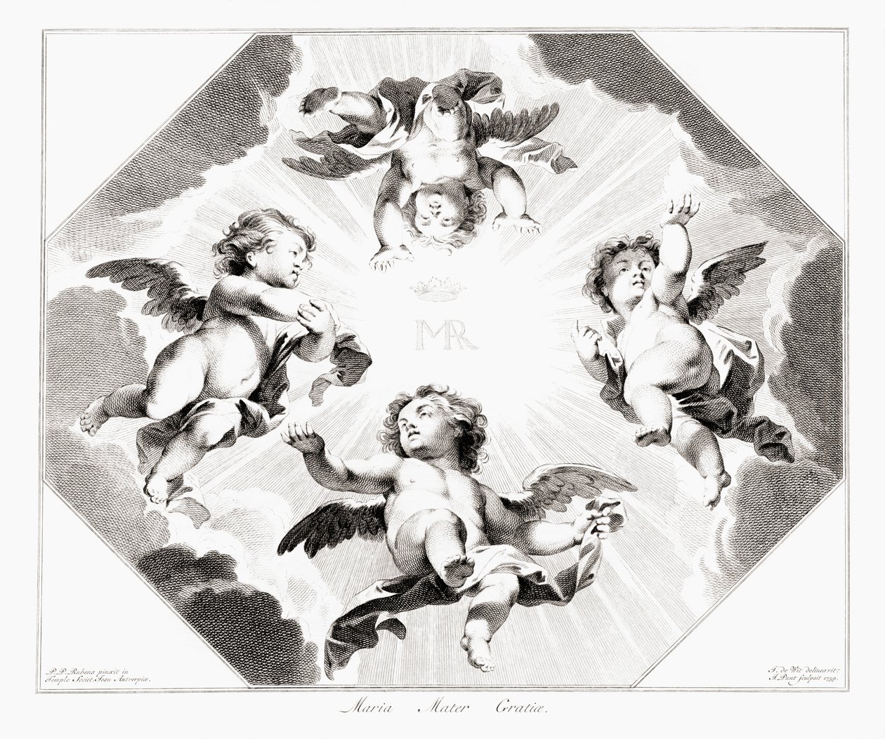 Four Child Angels Celebrating the Virgin Mary by Peter Paul (after) Rubens