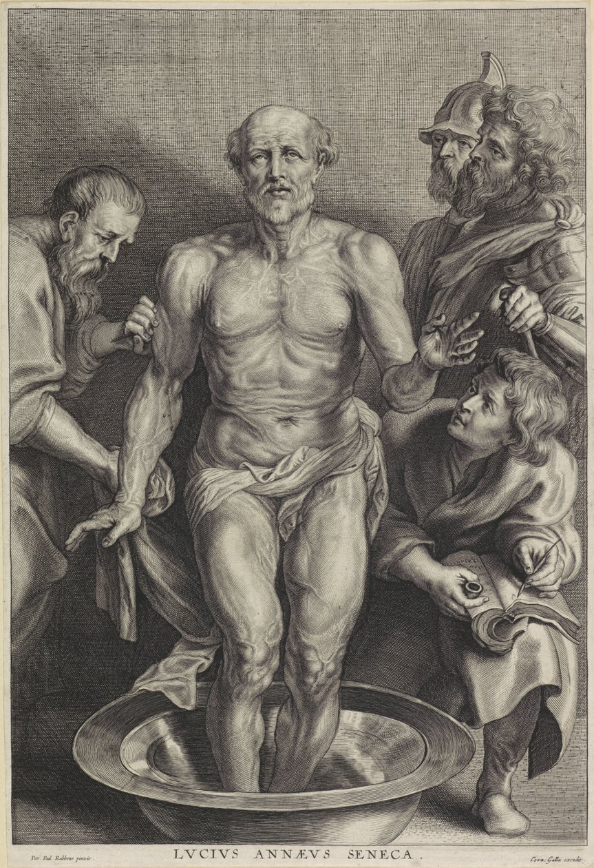 The Death of Seneca, engraved by Alexander Voet II by Peter Paul (after) Rubens