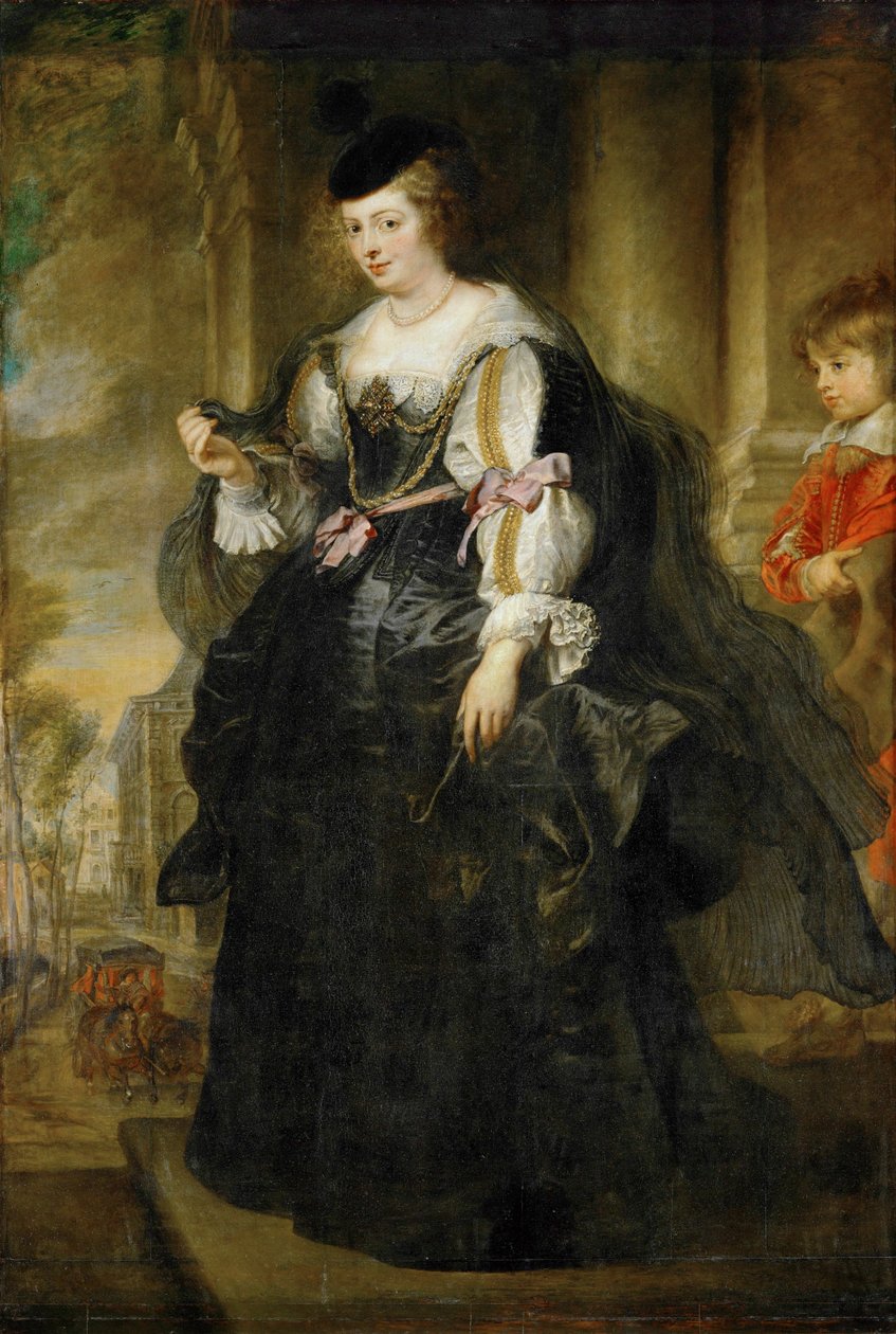 Helene Fourment with carriage by Peter Paul Rubens