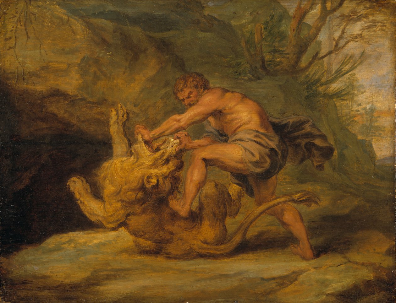 Samson and the Lion by Peter Paul studio of Rubens