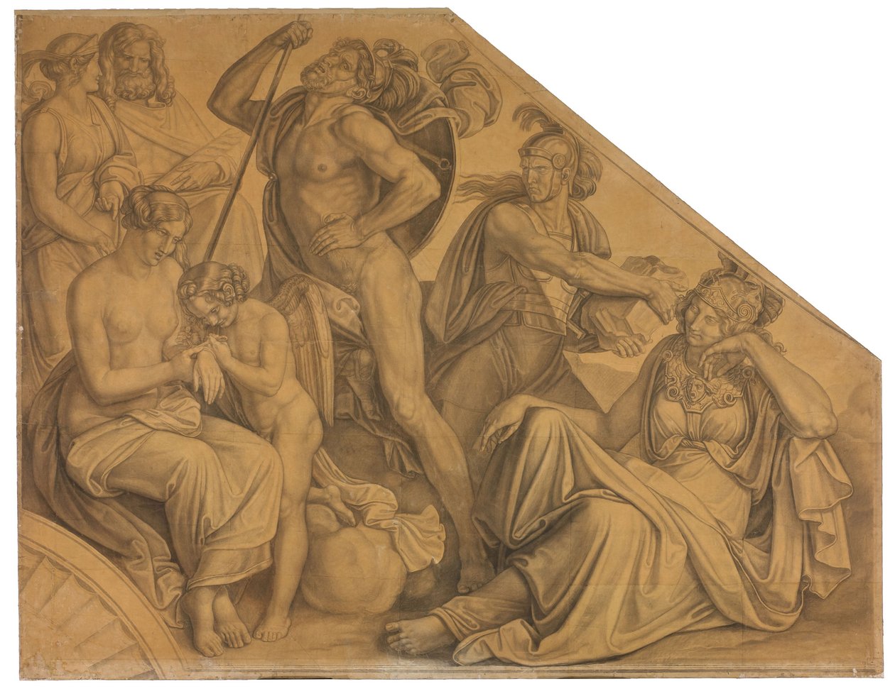 Aphrodite and Ares Wounded by Diomedes. Cartoon for the Ceiling Paintings of the Munich Glyptothek by Peter von Cornelius