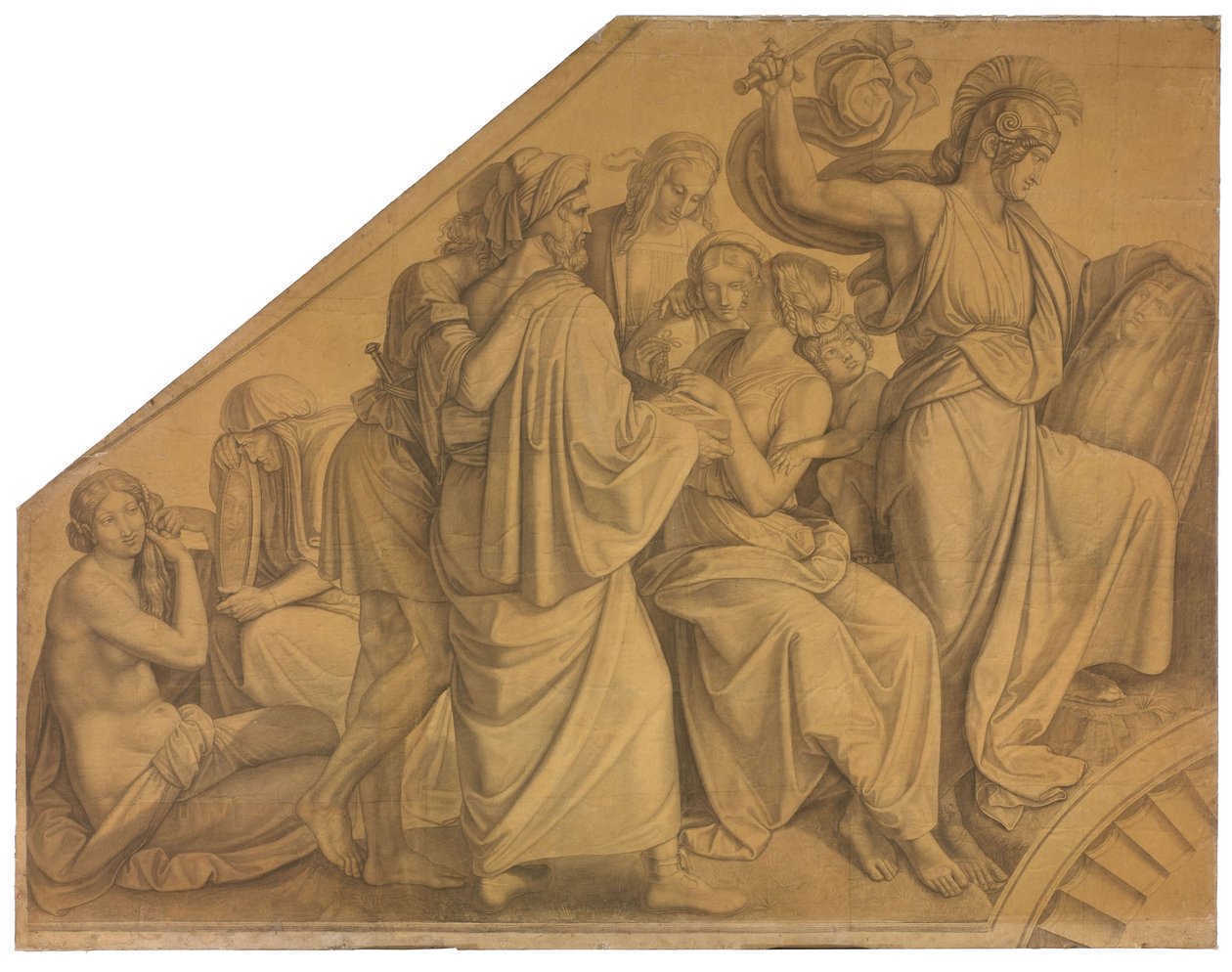 Odysseus Discovers Achilles Among the Daughters of Lycomedes. Cartoon for the Ceiling Paintings of the Munich Glyptothek by Peter von Cornelius